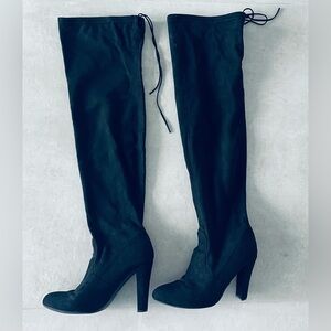 Women Knee High Black Sock Boots Steve Madden.